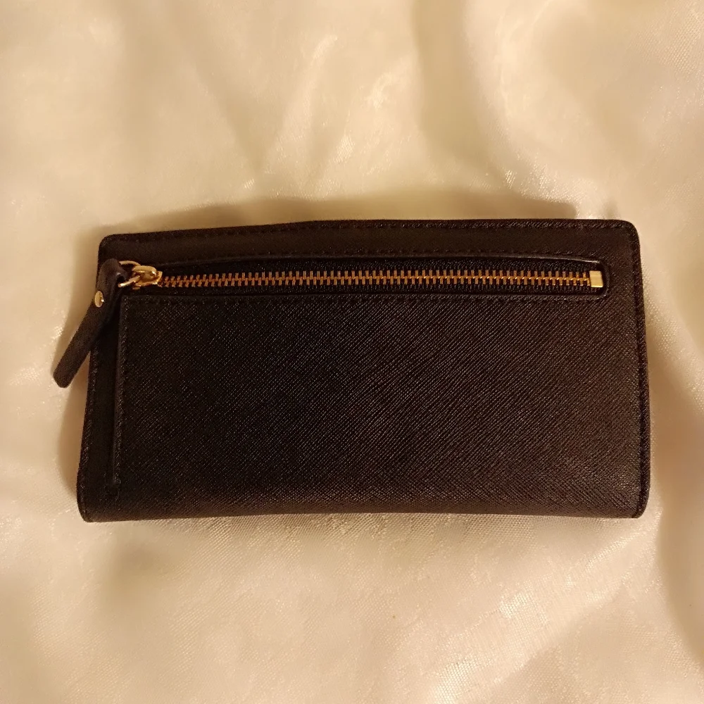 Kate spade Jeweled laurel Way black leather clutch wallet